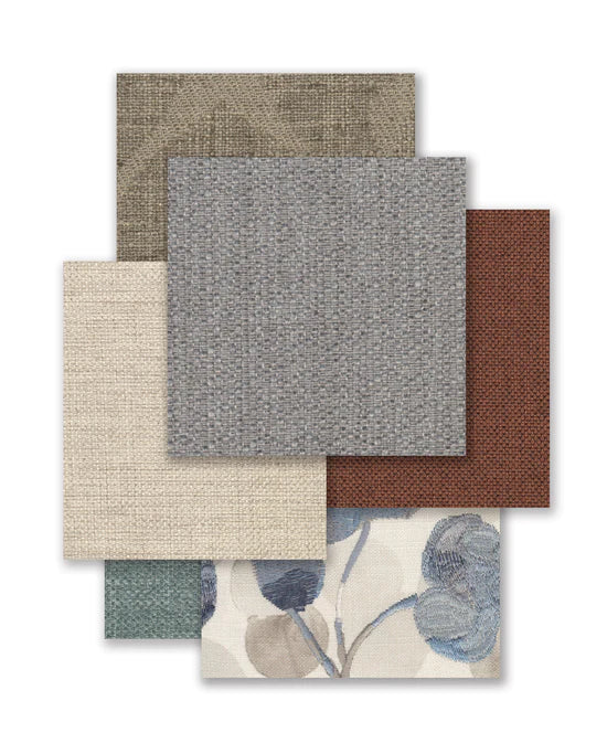 Fabric swatches that are an example of some of the options available for Stickley Selectionals