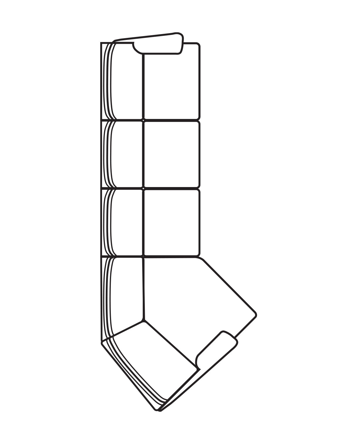 Line art of a Cuddler sectional