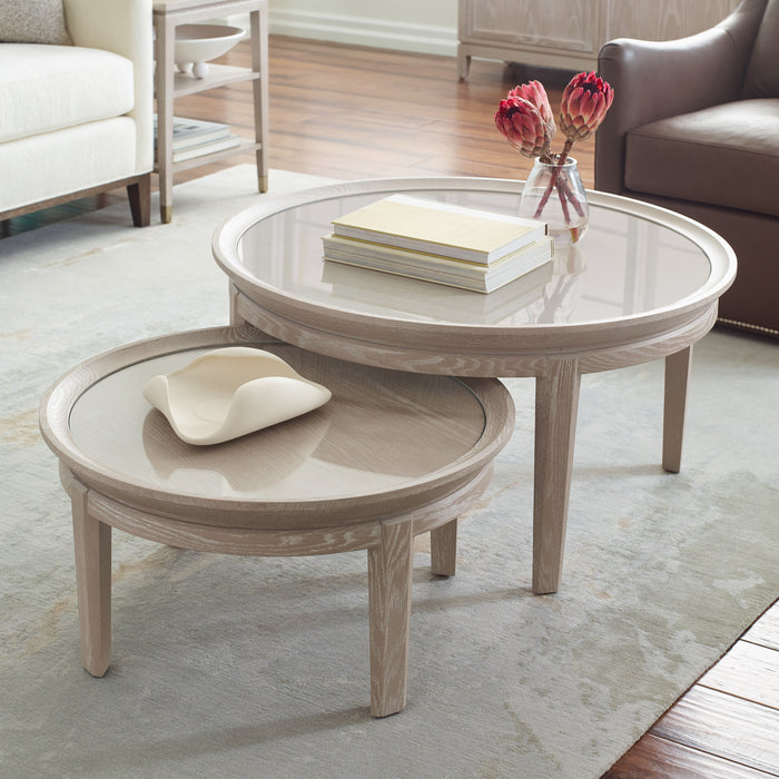 Maidstone 36-inch Round Cocktail Table, Woven Jute - Stickley Furniture | Mattress