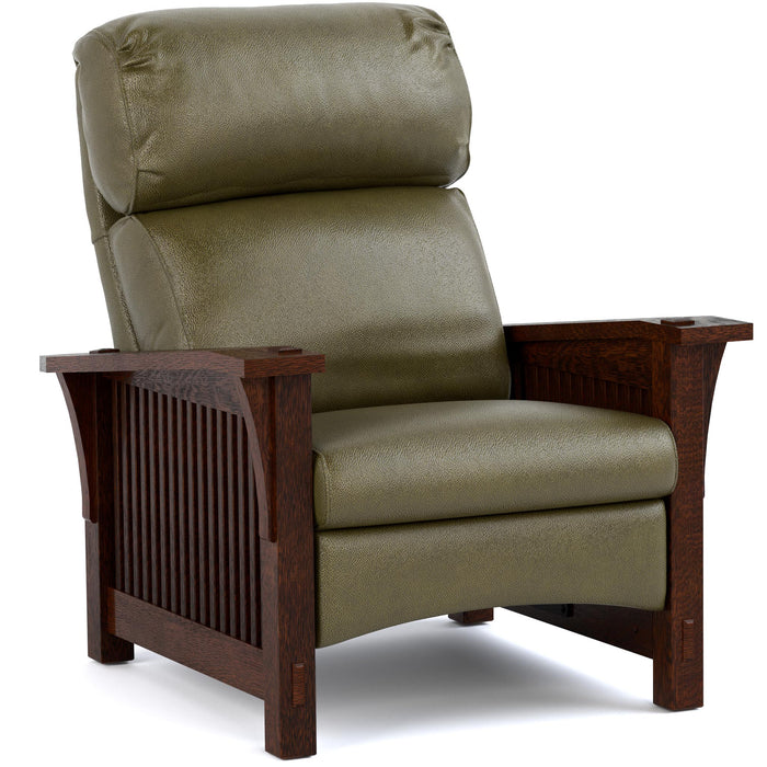 Bustle Back Spindle Morris Recliner Colman Olive Leather 031 - Centennial Finish