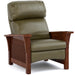 Bustle Back Spindle Morris Recliner Colman Olive Leather 032 - Onondaga Finish