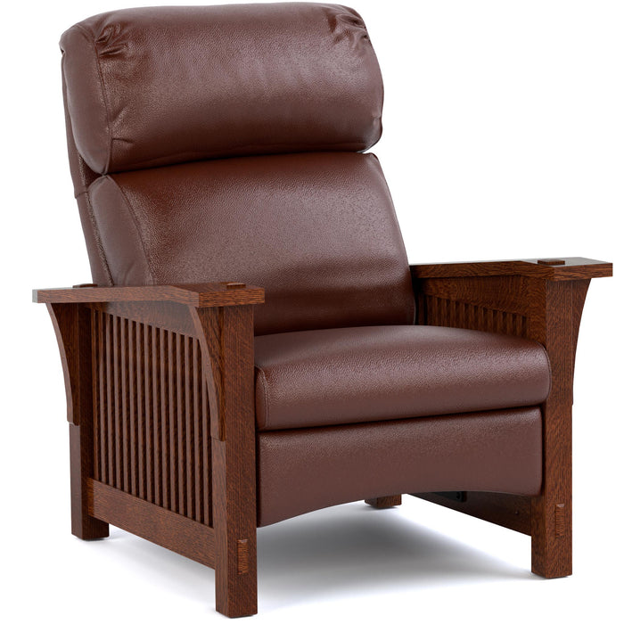 Bustle Back Spindle Morris Recliner Colman Sienna Leather 032 - Onondaga Finish