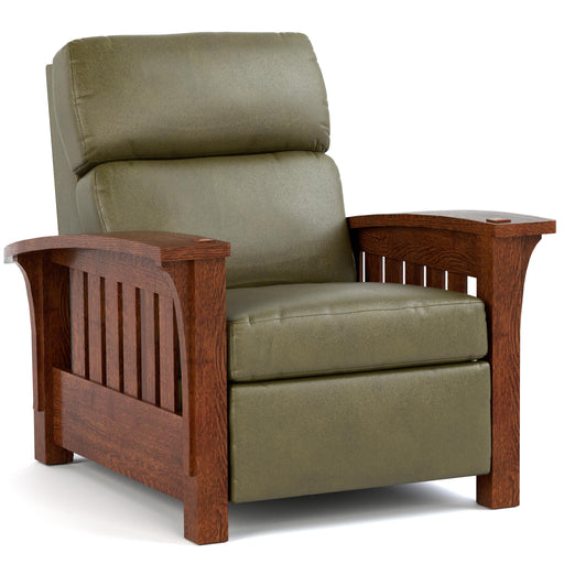 Bow Arm Morris Power Wall Recliner Colman Olive Leather 032 - Onondaga Finish