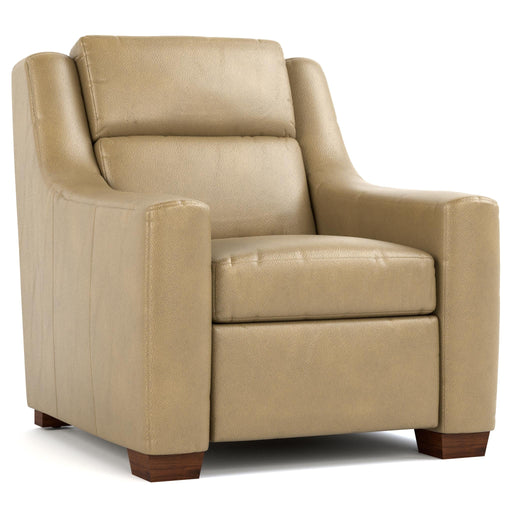 Hawley Power Wall Recliner Futuro Taupe Leather Dark Maple Finish