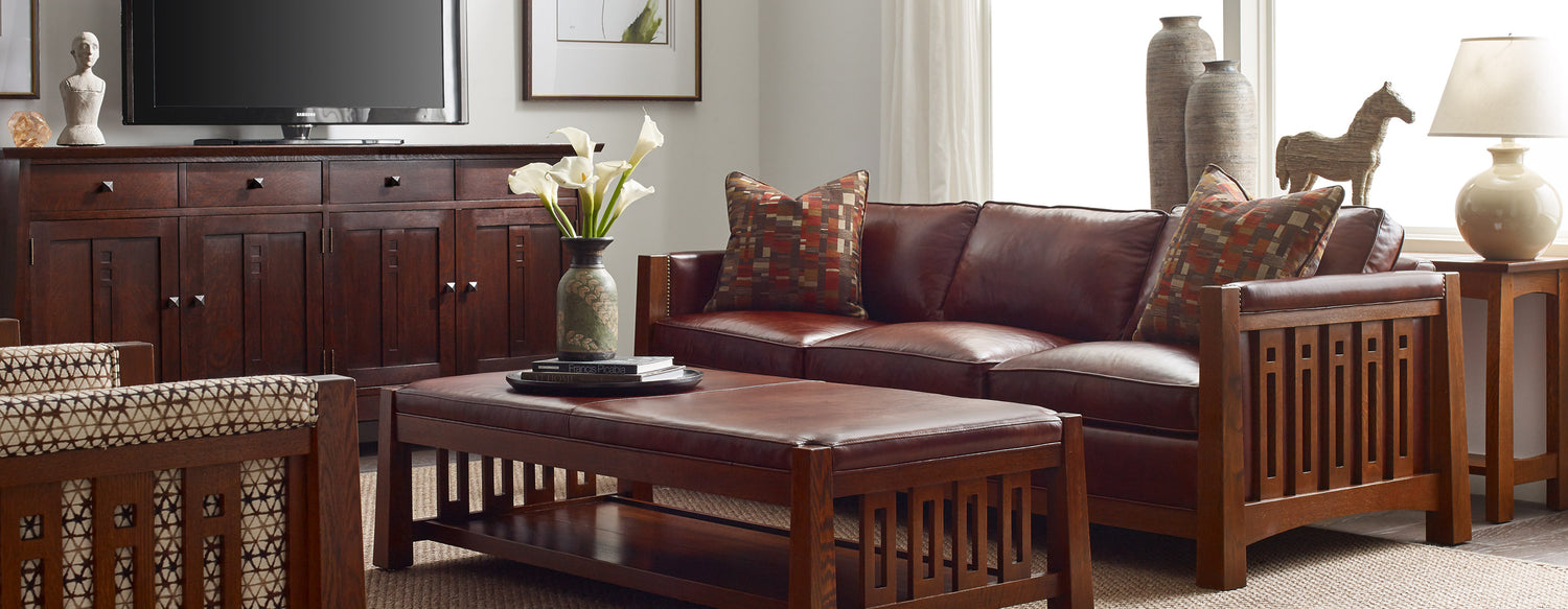 Stickley Furniture Highlands collection sofas with coffee table
