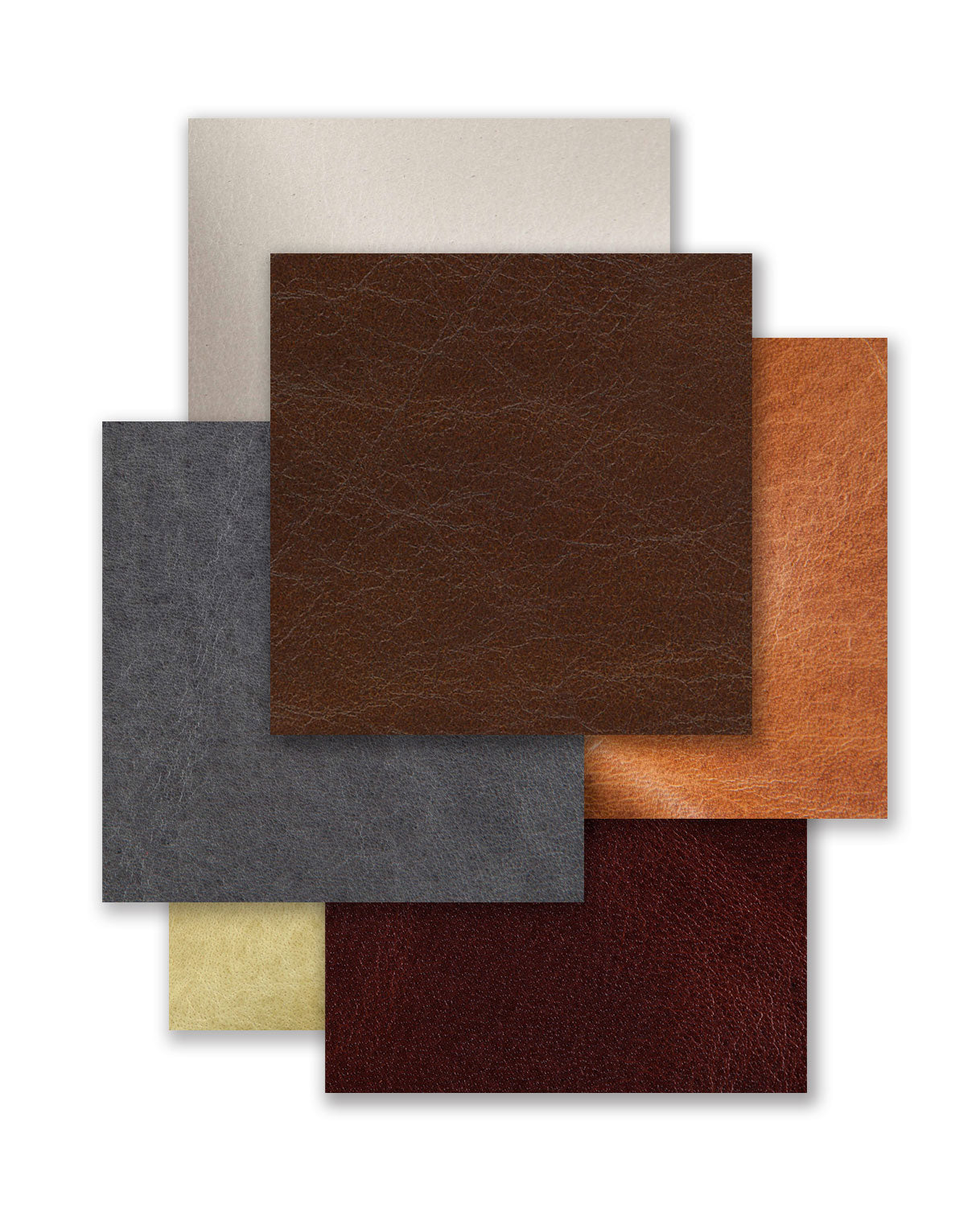 Leather swatches of varying colors