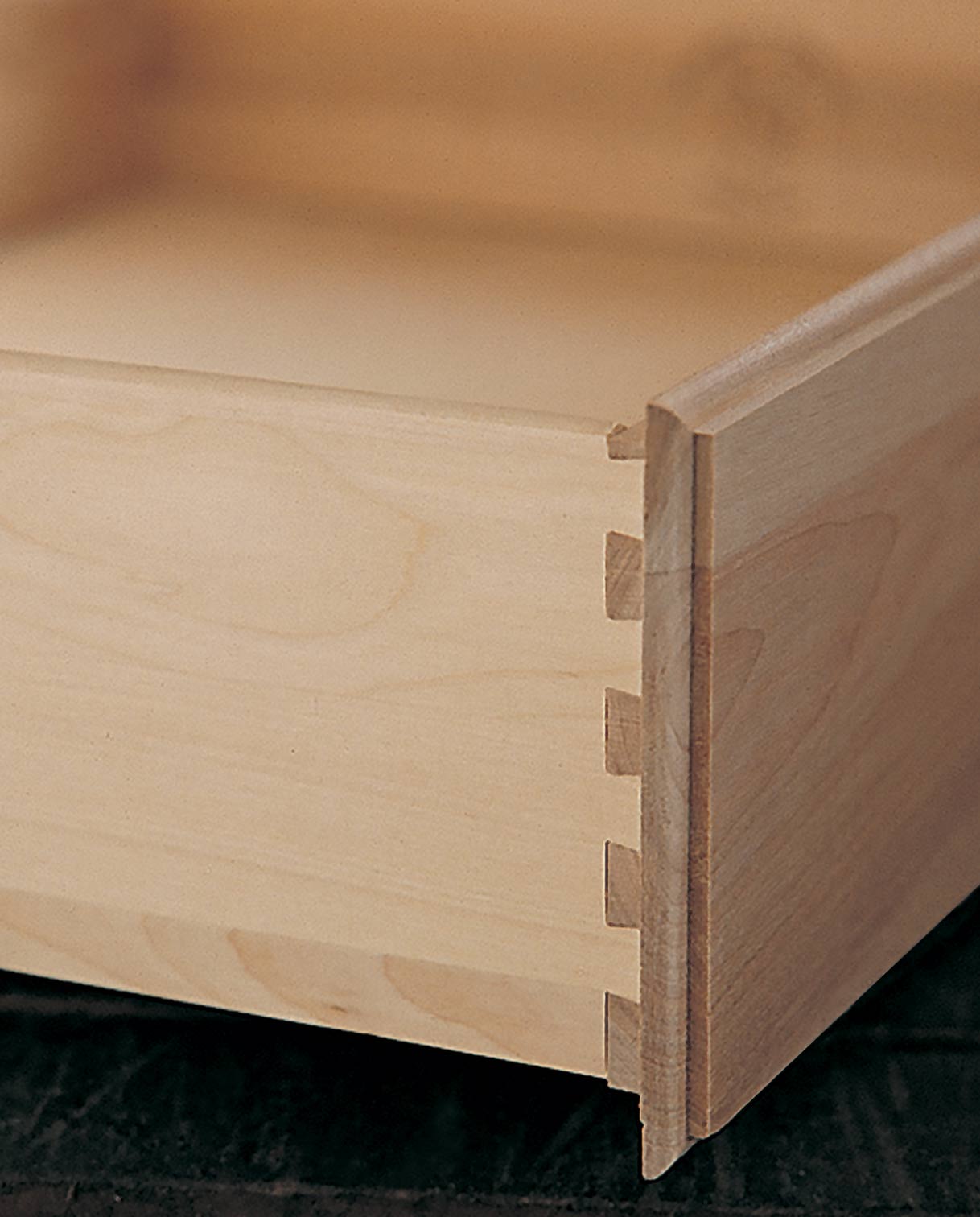 Close up of the dovetail joints used on Nichols & Stone by Stickley product drawers