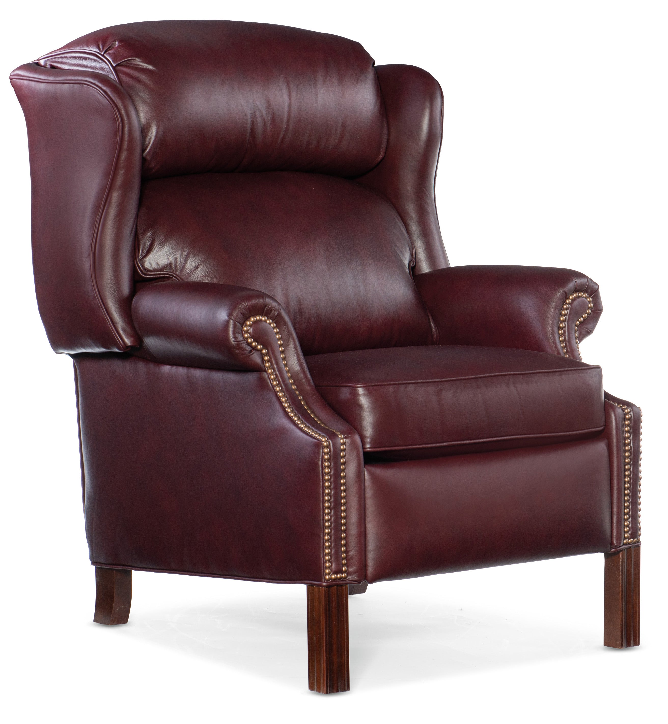 Burgundy leather wingback discount chair