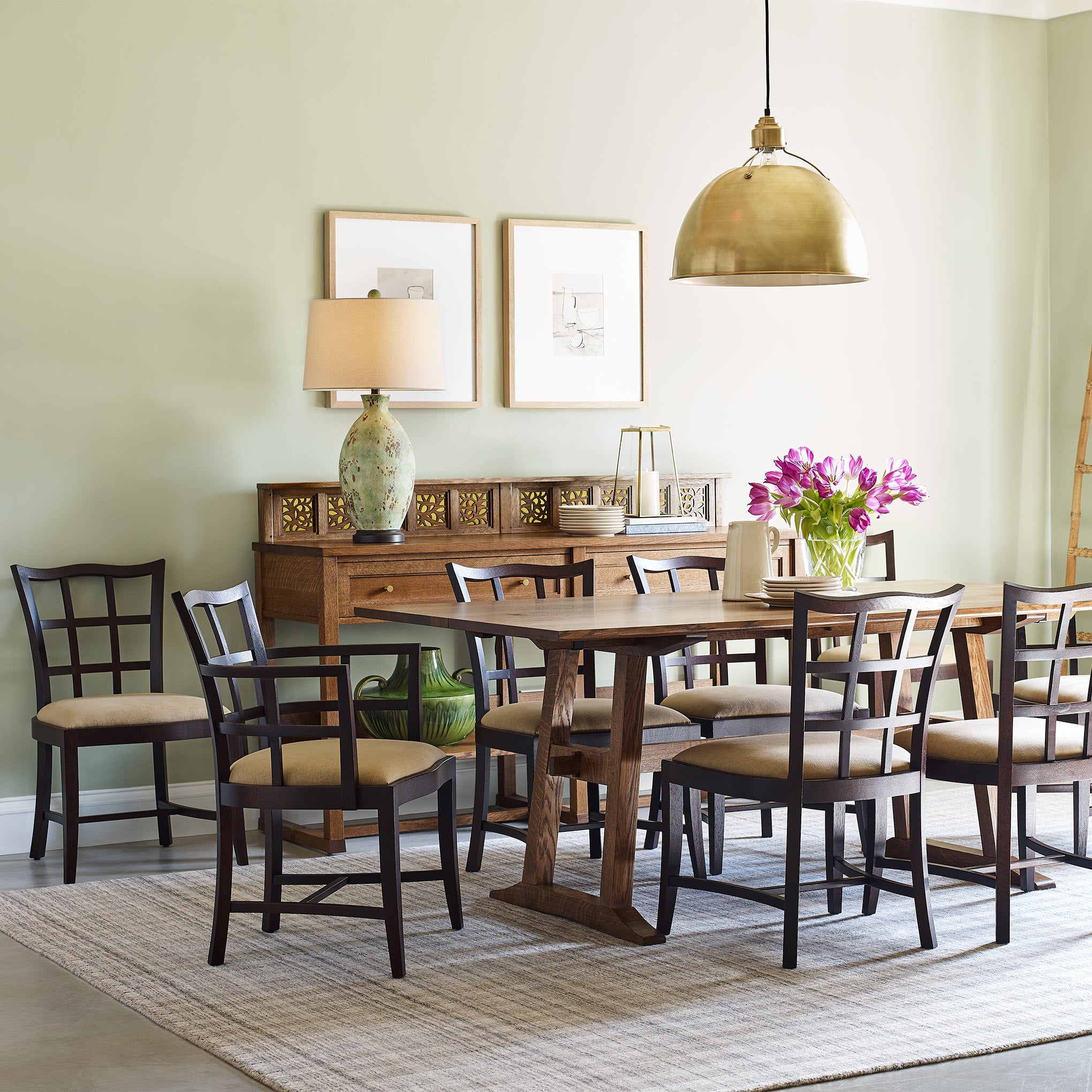 Trestle dining discount room table sets