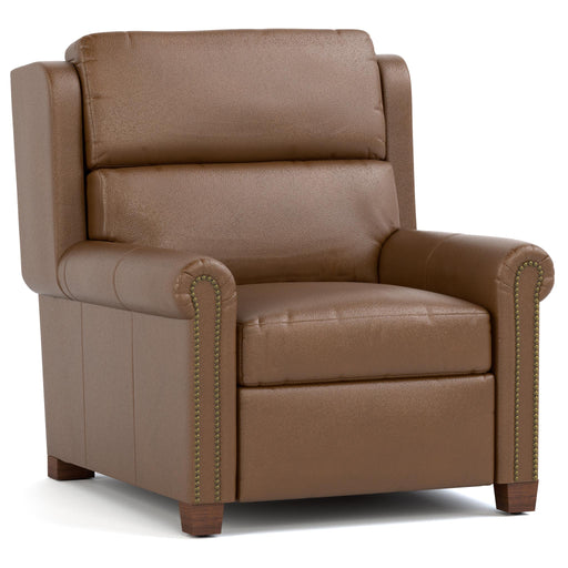 Woodlands Small Roll Arm Wall Recliner with Nails Selvano Bark Program