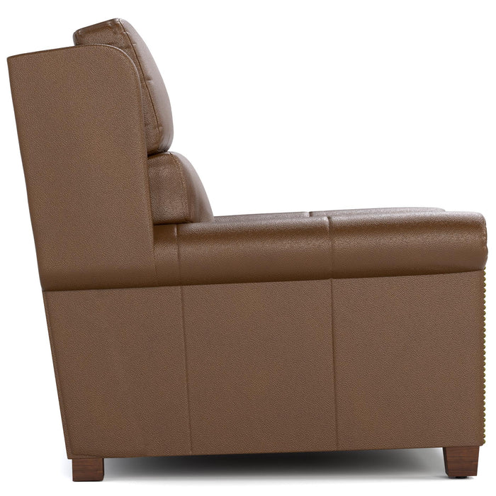Woodlands Small Roll Arm Wall Recliner with Nails Selvano Bark - Side