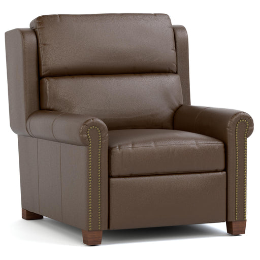 Woodlands Small Roll Arm Wall Recliner with Nails Selvano Chestnut Program