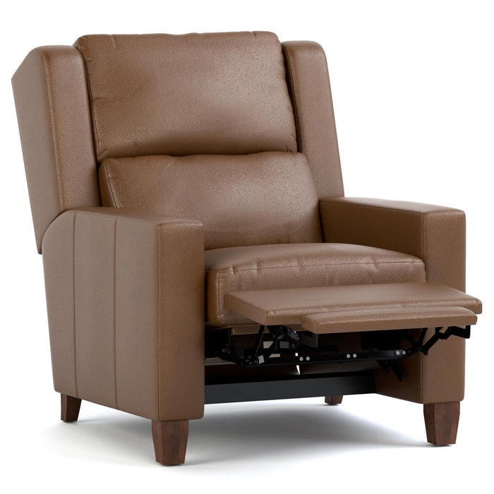 Woodlands Track Arm Power Recliner Selvano Bark - Angle Reclined